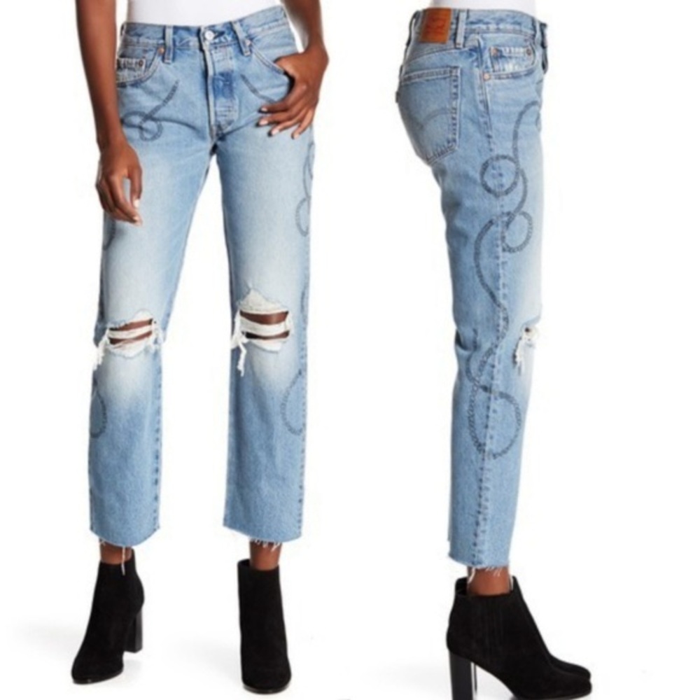 LEVI’S Mid Rise Birthday Bae Rope Ankle Crop Jeans